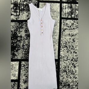 Love Tree Lilic Sleeveless Ribbed Midi Dress with Button Accents